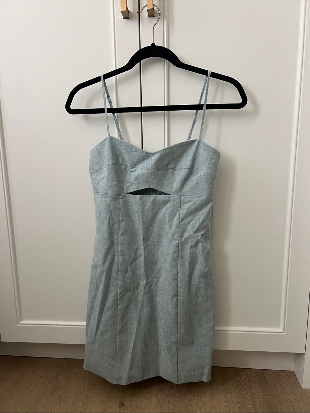 Mango Light Blue Spaghetti-Strap Mini Dress